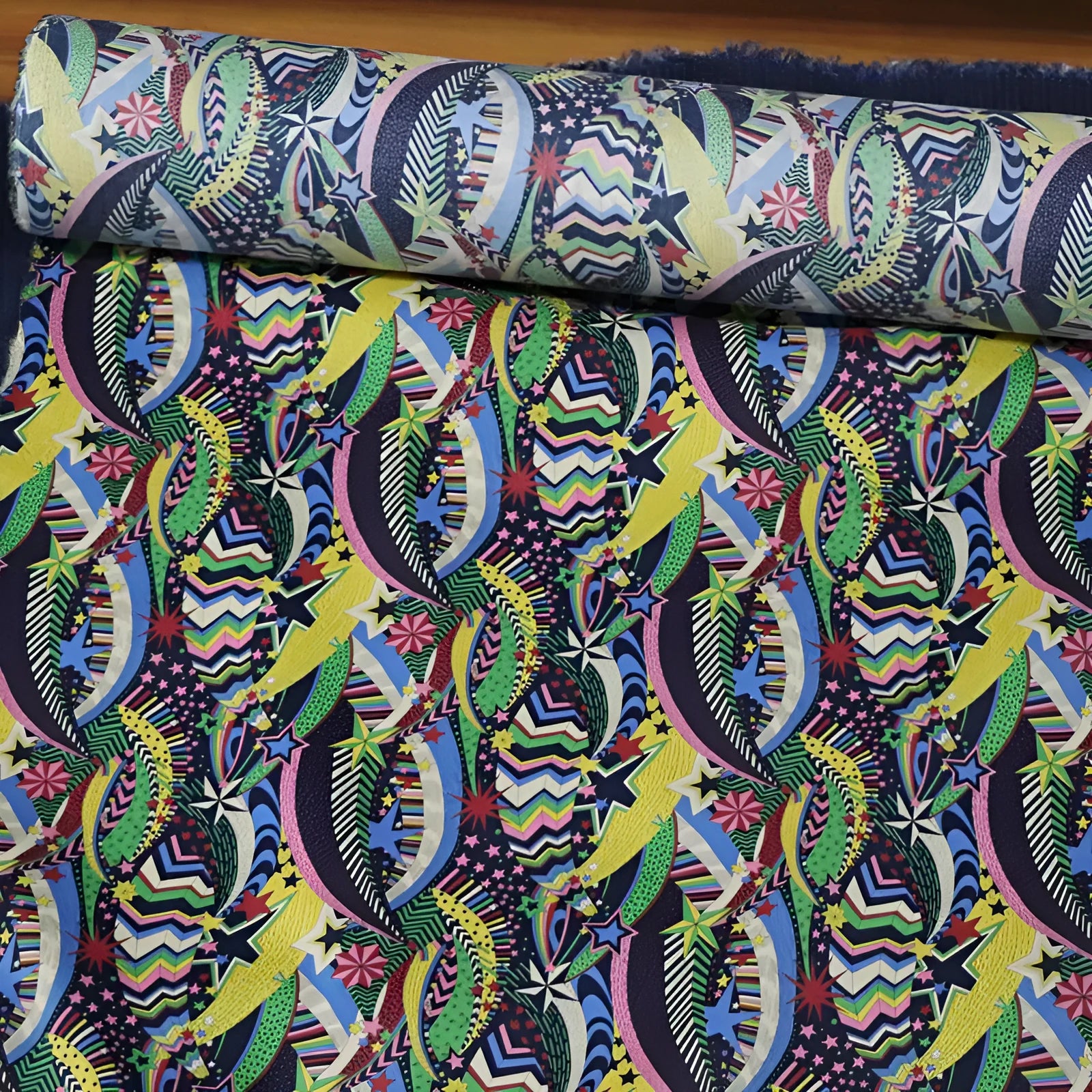 Blue floral digital print on 100% cotton fabric, showing a 1m by 145cm piece.