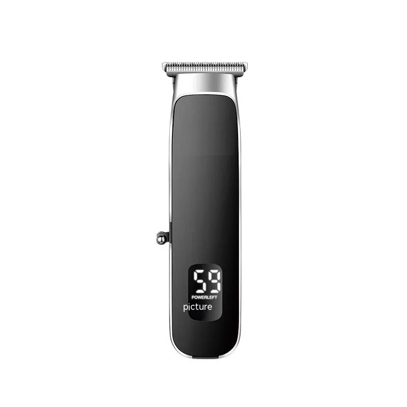 USB charging electric clipper with digital display and double cutter head, includes T-blade and carving cutter