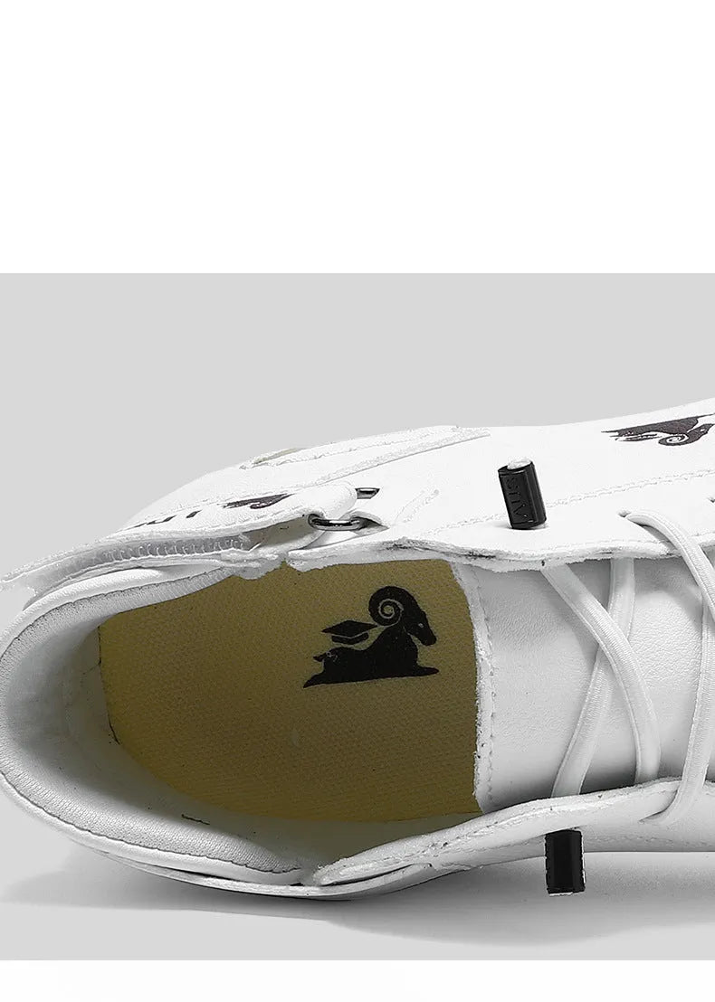 Men's khaki high-top casual shoes with a microfiber upper and a flat rubber sole.