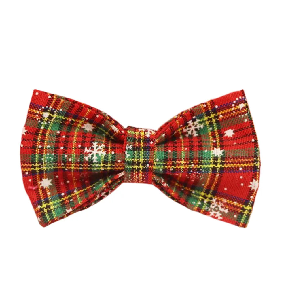 Green snowflake pattern Christmas dog collar set with matching leash, bow, and vest