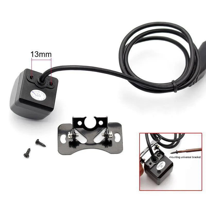 Black car non-light night vision fisheye camera with 170-degree angle and video cable