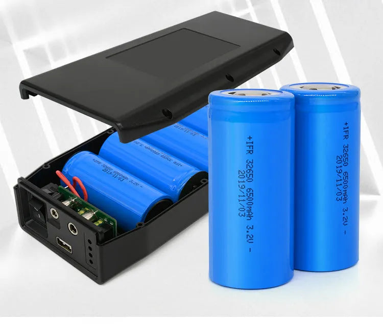 LF4100 black lithium iron phosphate portable battery pack with charger and DC cables