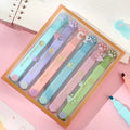 Cat's Paw set of six fluorescent marking pens with oblique heads in assorted colours.