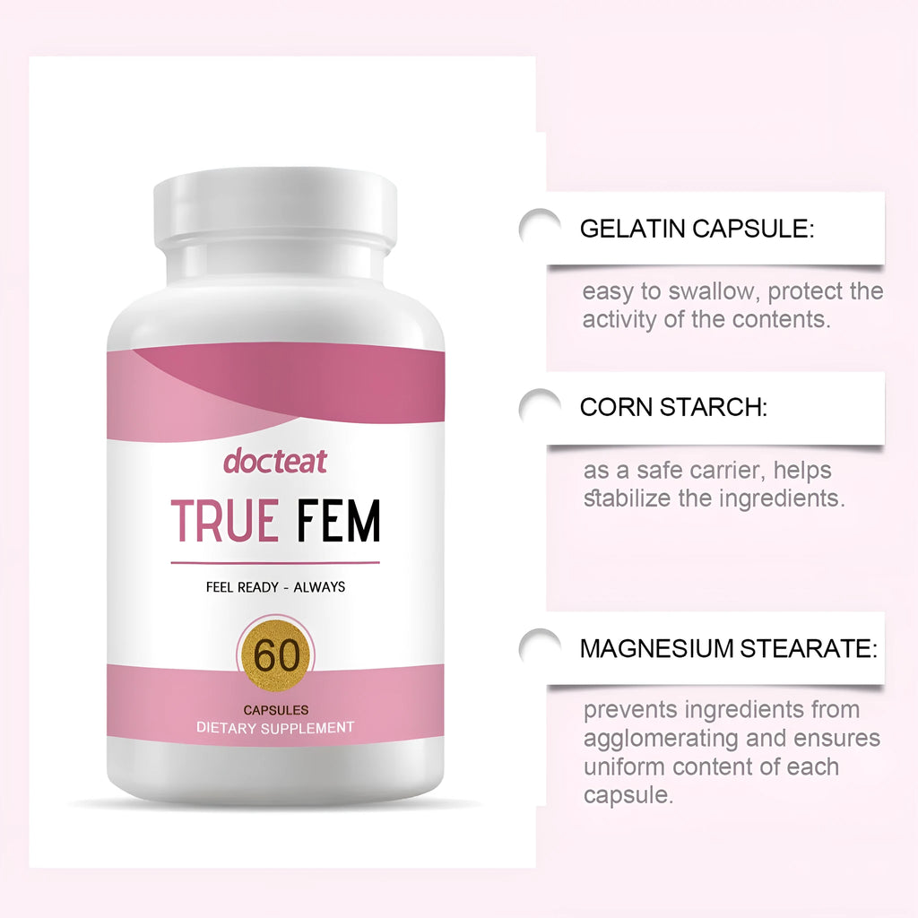 60-count female care herbal supplement capsules with plant extract formula