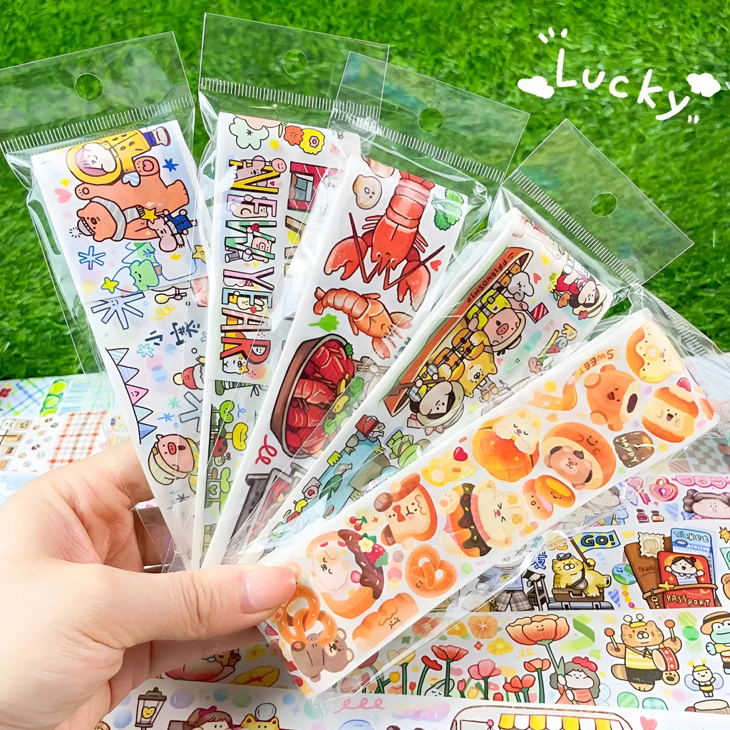Haemorrhoid tape packaging stickers with cute cartoon characters on Japanese paper