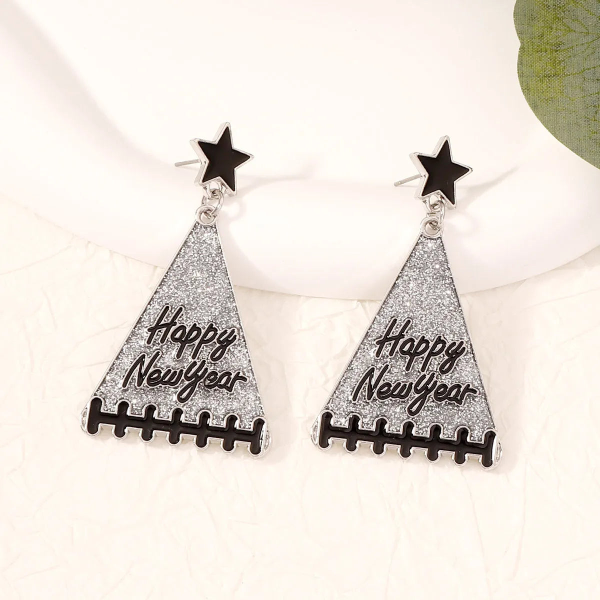 New Year tree girl gift earrings for women in pink, green, gray, yellow, and red zinc alloy