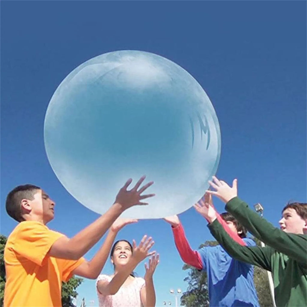 Large pink, yellow, green, and blue inflatable TPR bounce balls in different sizes.