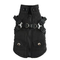 Pet winter cotton dog clothes zipper jacket in DZ270 black, side view, size S to 2XL