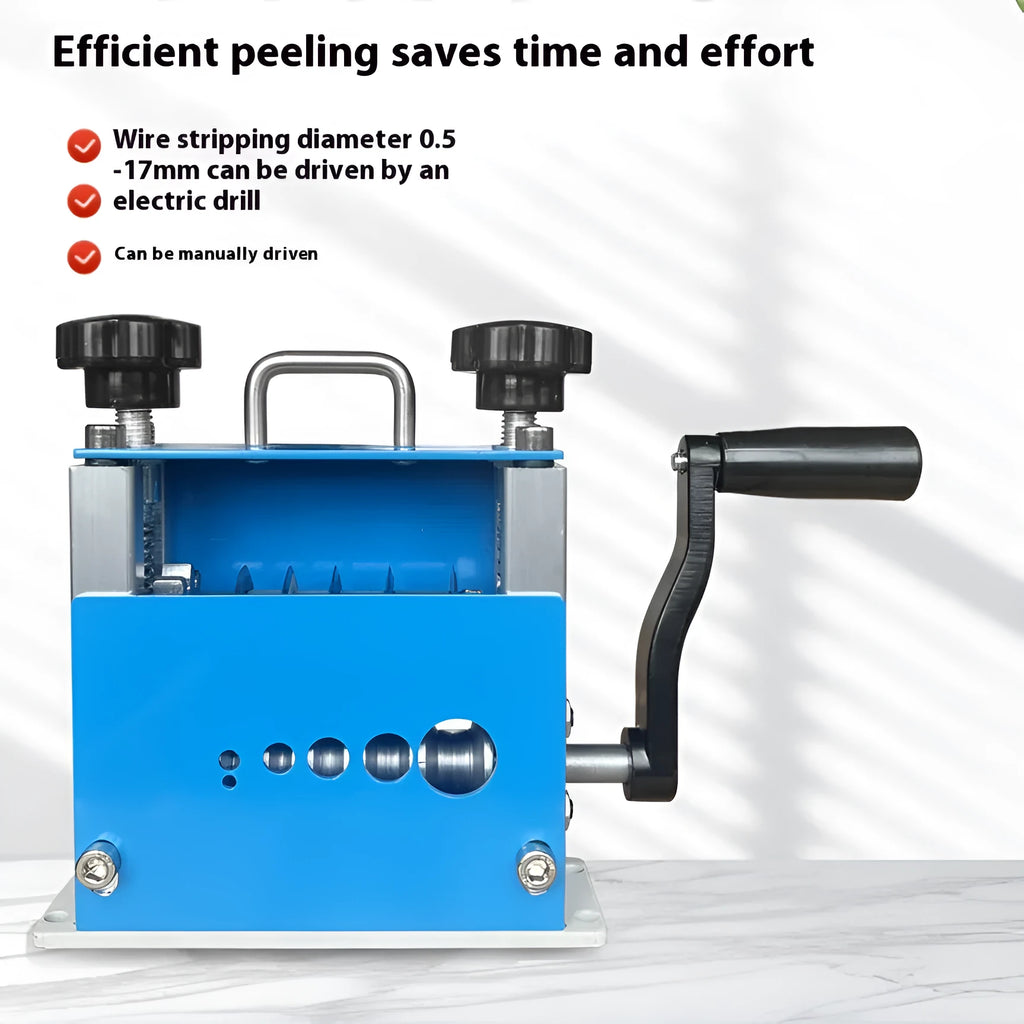 SD-017 manual wire stripping machine tool shown, compact for portable use.
