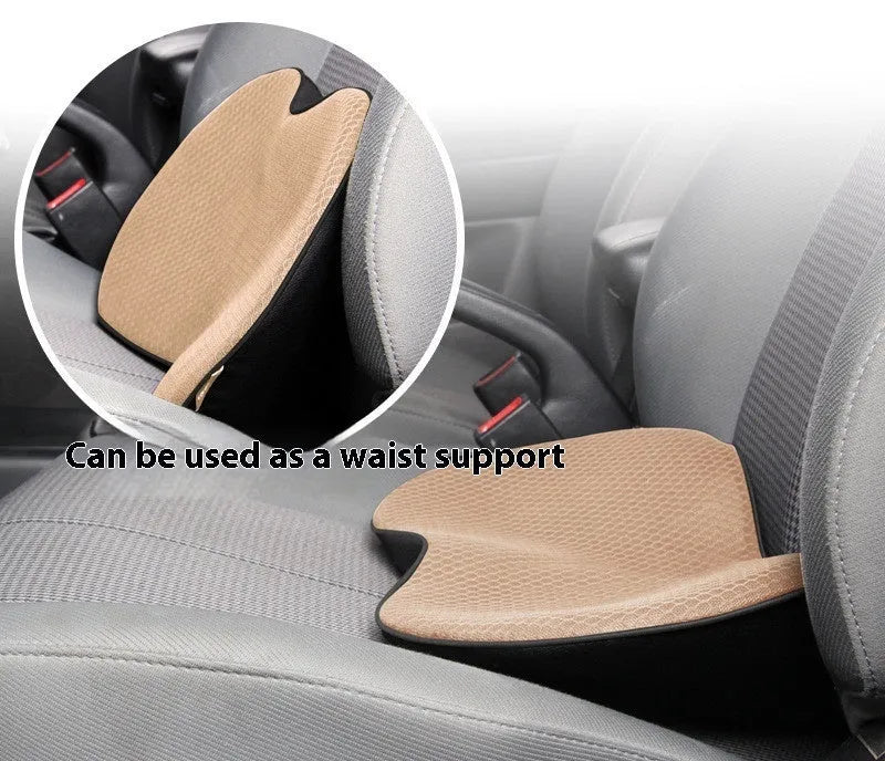 Flat car seat cushion with memory foam filler in beige colour on vehicle seat