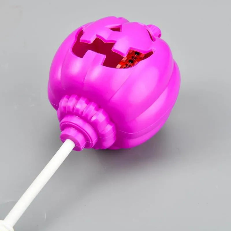 Plastic pumpkin lamp with USB charging in purple or yellow light colour option