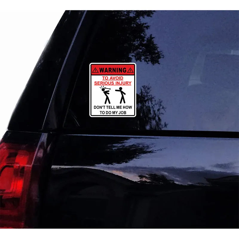Car glass warning sticker measuring 14.9cm by 12.6cm with type A hit design