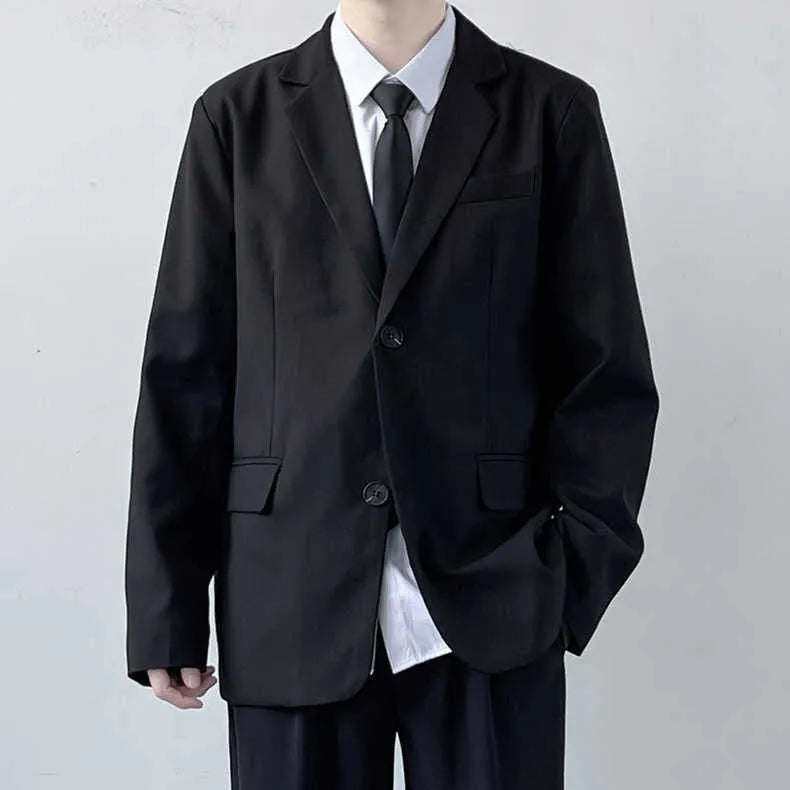Men's plus size three-piece suit set with jacket, trousers, shirt and tie in college style