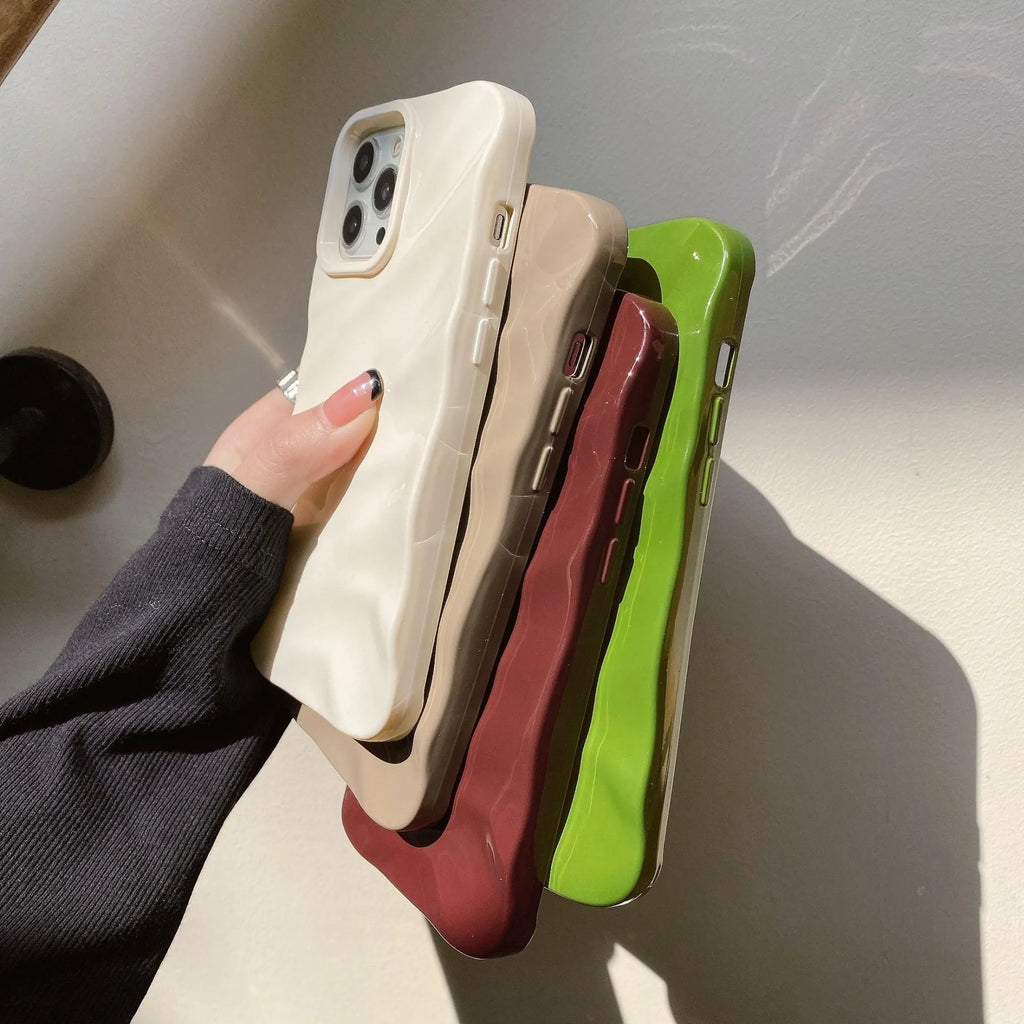 Wave pleated TPU phone case for Apple iPhone 17 in burgundy colour showing textured pattern
