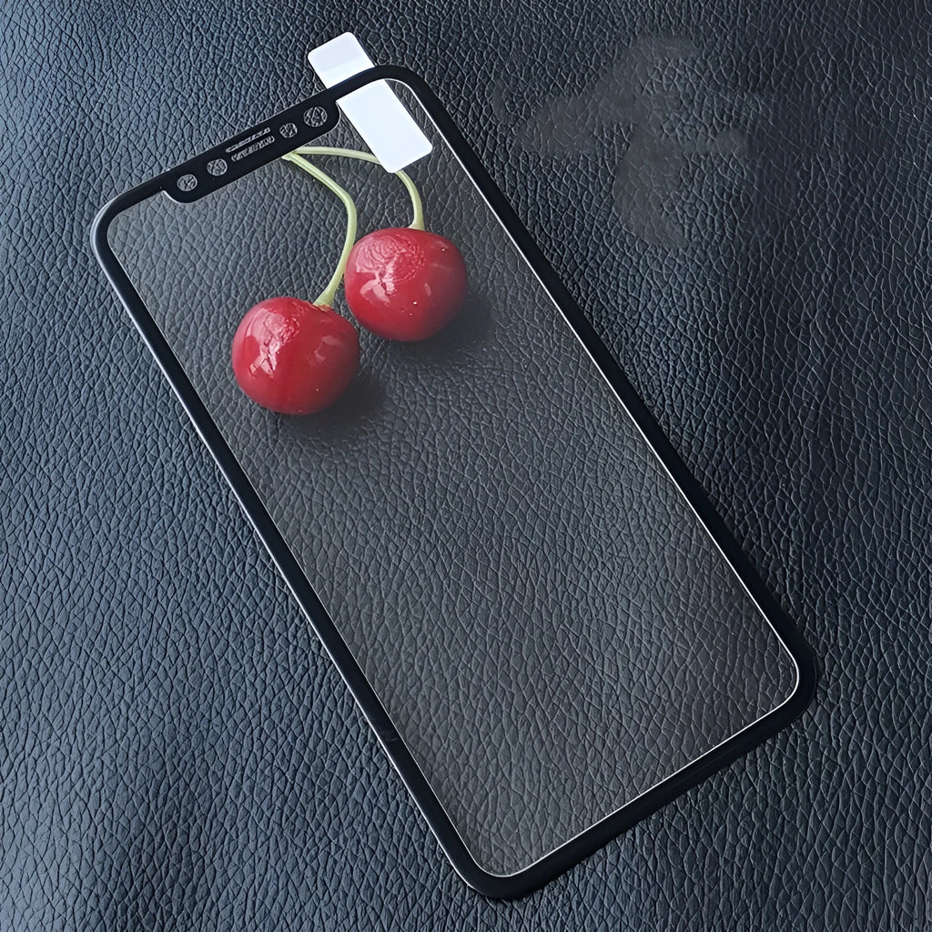 Anti-blue light 5D tempered glass screen guard for iPhone with black soft edge, full-screen HD colour film