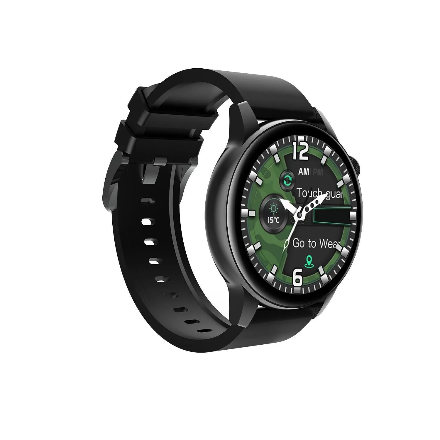 42mm stainless steel smartwatch with 1.30-inch colour touchscreen in black, pink, or silver options