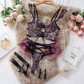 Light blue transparent lace women's push-up bra and pants set on a mannequin
