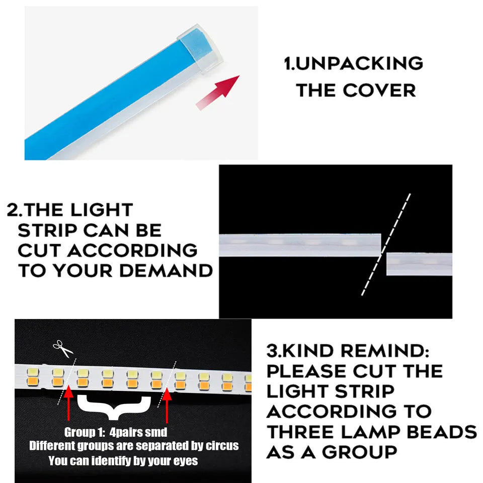 Two-colour LED flowing water car daytime running light silicone strip 0.3 cm thick 30cm length