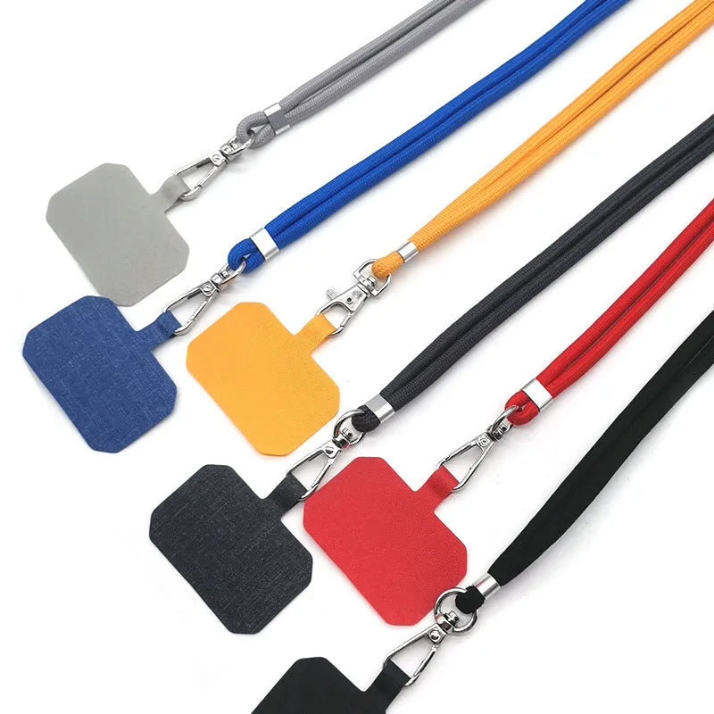 Universal card phone case lanyard with aramid fiber back cover and electroplated carbon fiber finish in black