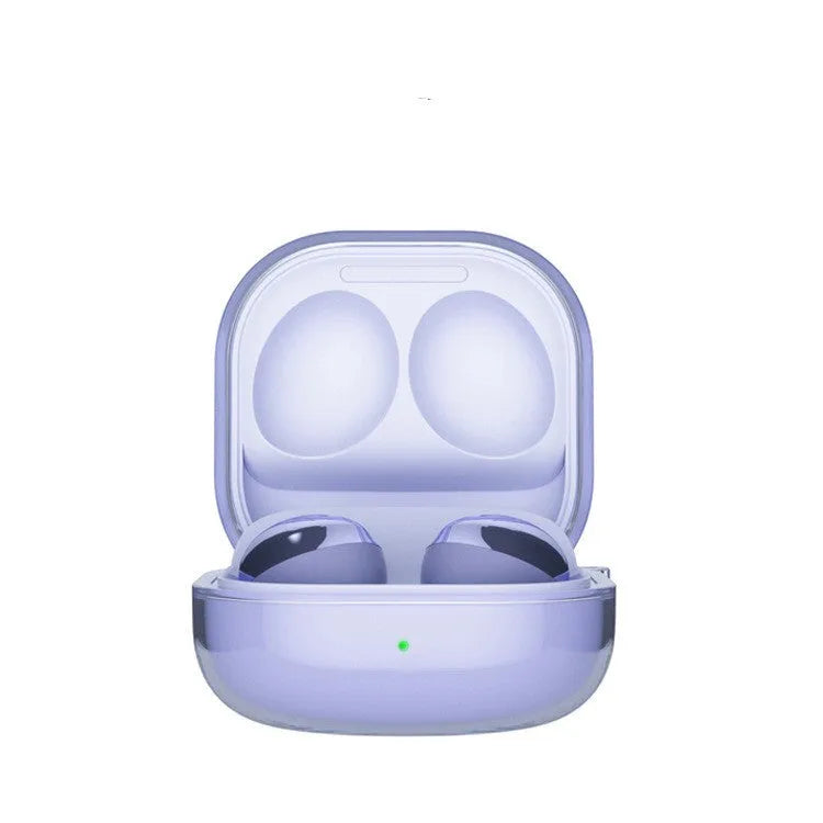 Translucent plastic replacement ear case for clamshell Bluetooth headphones in gold, black, purple, and clear.