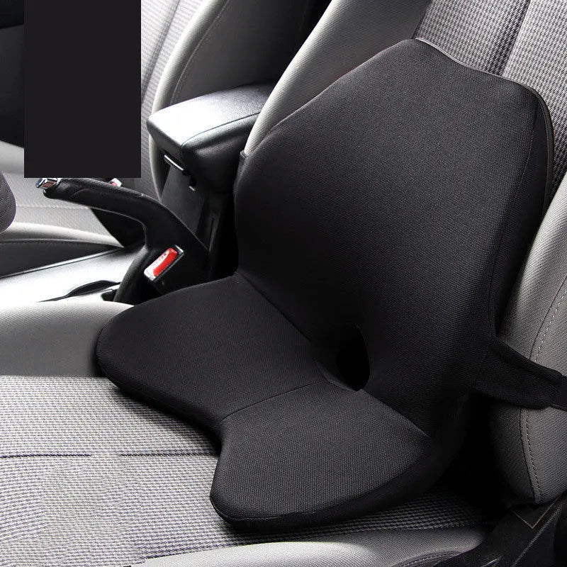 Car memory foam waist support cushion shown in available colour options