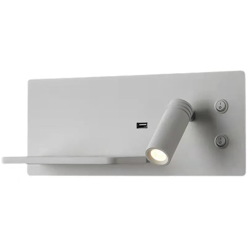 Nordic minimalist wall lamp with warm LED light and wireless charging pad for mobile phone