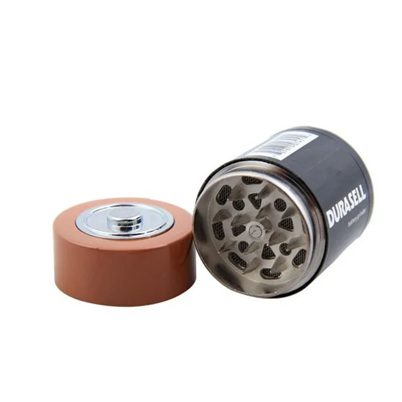 Black zinc alloy three-layer battery modelling smoke grinder with 55mm diameter showing multiple functions