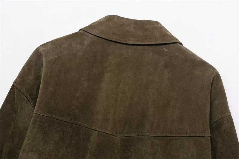 Women's PU fabric jacket in Japanese Korean casual style, medium thickness, loose regular fit