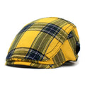 Retro plaid beret with dome crown and curved brim in red colour for adult men and women