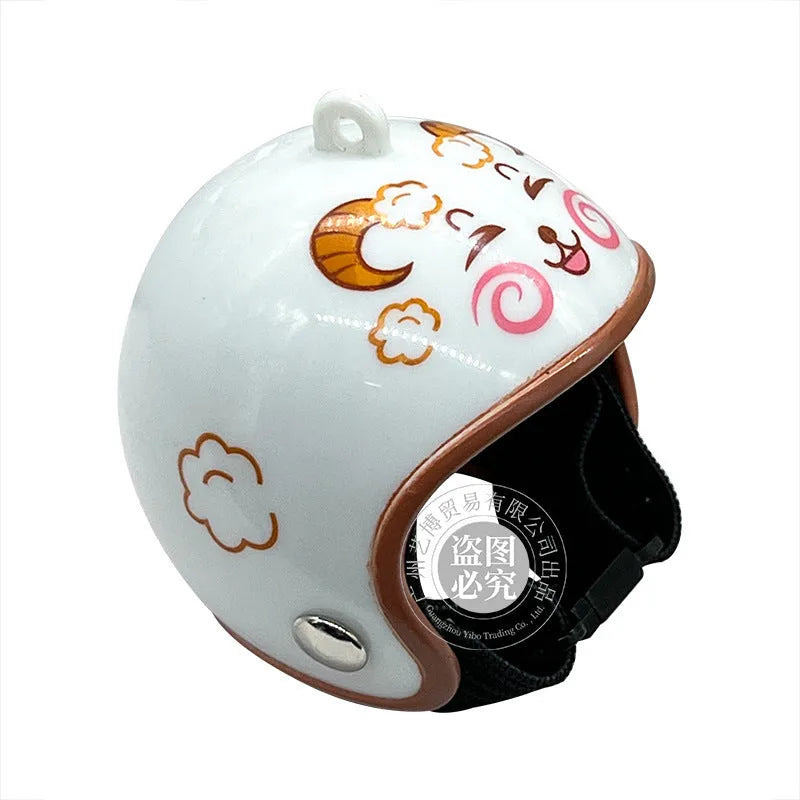 Plastic chicken helmet pet accessory in various colours and designs for poultry headgear.