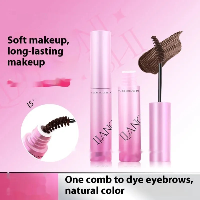 Eyebrow cream container showing velvet formula in four neutral shades for natural brow definition
