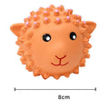 Orange and yellow latex dog toys with spiky texture and animal shapes for small to medium dogs