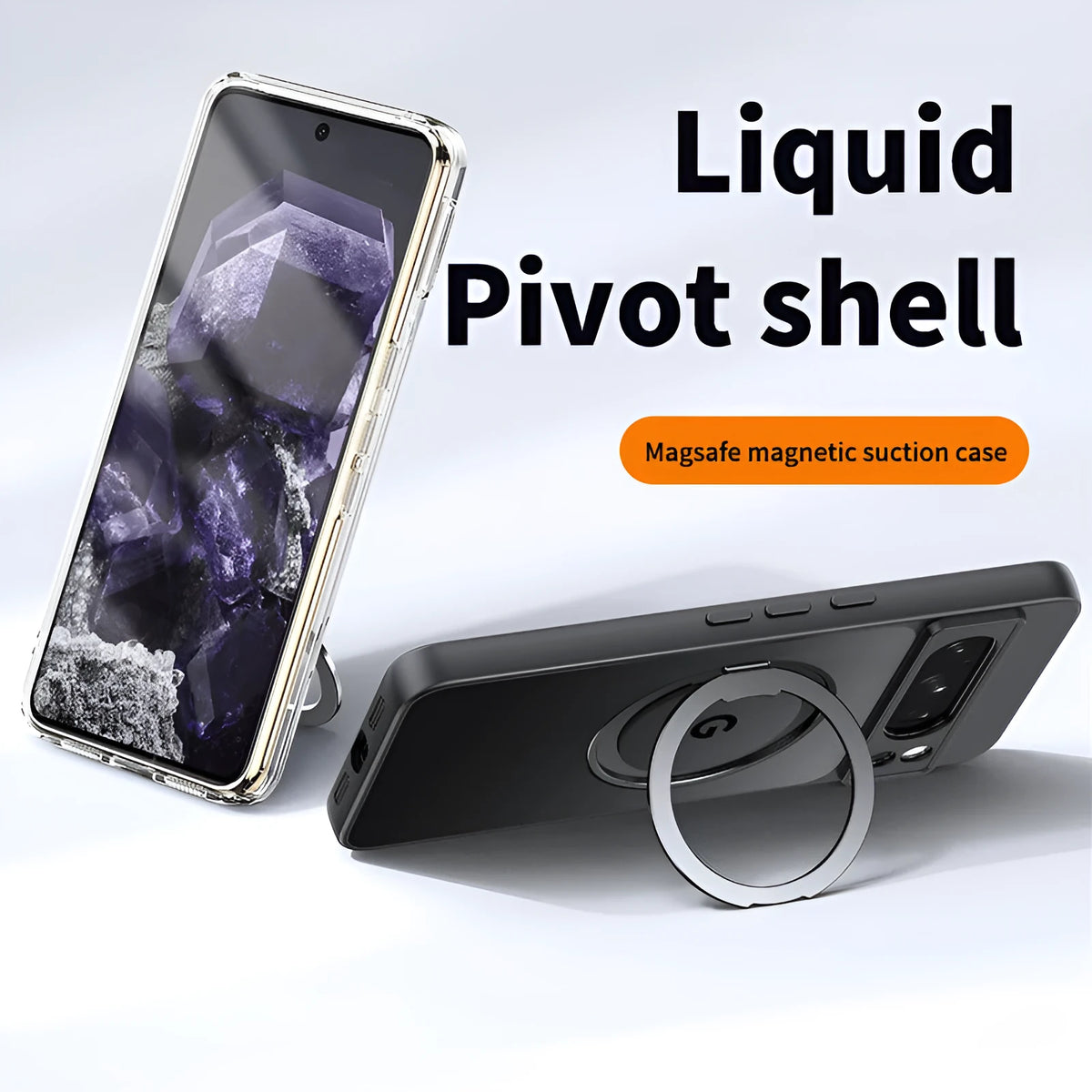 Magnetic 360 rotating bracket phone case for Google Pixel 8 Pro in matte black