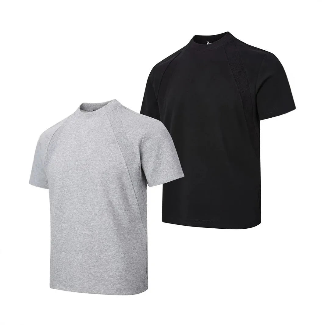 Air layer stitching short sleeve top in loose fit polyester