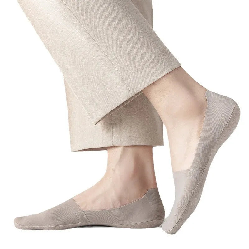 Men's low cut invisible seamless socks in seven colours with pure cotton soles
