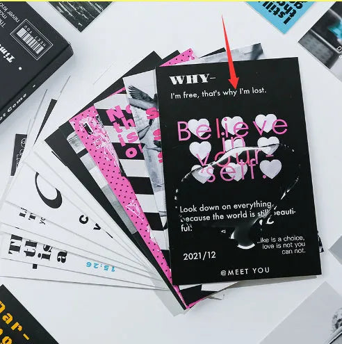 Box of fresh style printed postcards showing the Time Not Arrived and Warm Wind Not Exhausted design models.