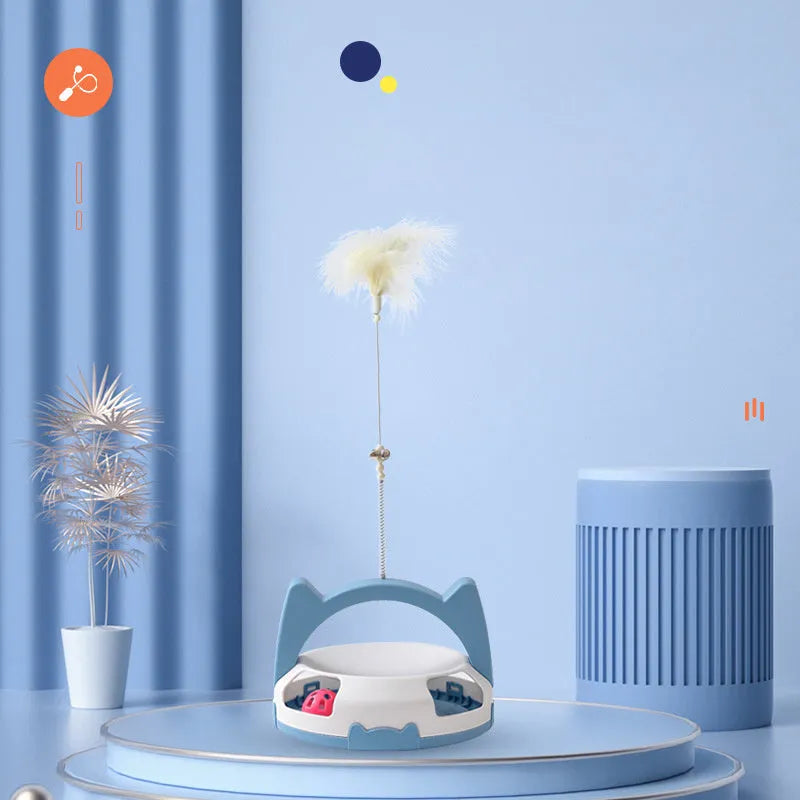 Bite resistant cat toy stick with spinning ball device, 60cm length