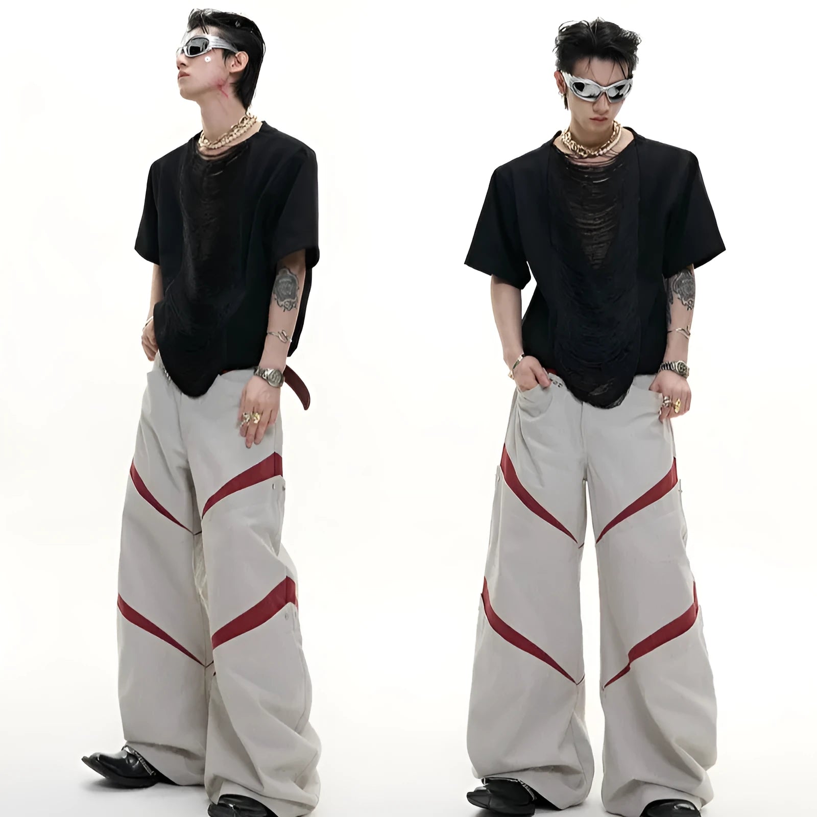 Men's drum black polyester t-shirt with V-neck design and loose fit styling
