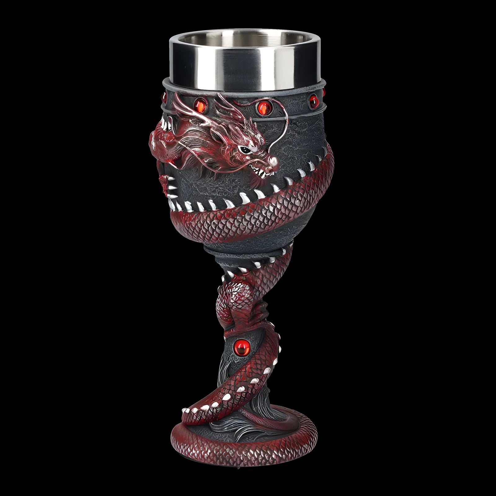 3D dragon design stainless steel red wine glass in gold or red colour with 200ml capacity