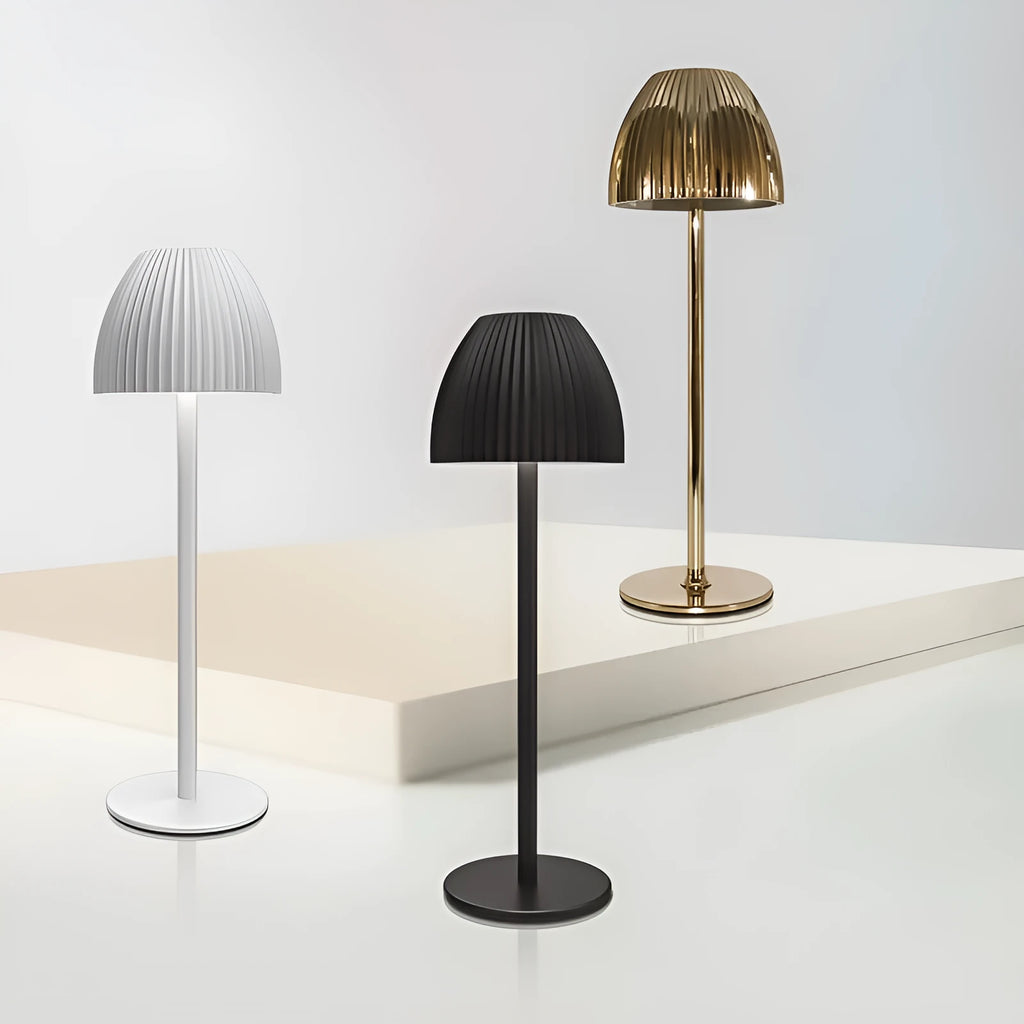 Modern minimalist dimmable night lamp with thin round base in black or white colour