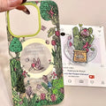 Retro oil painting jungle bird magnetic suction phone case in green tree design for Apple iPhone