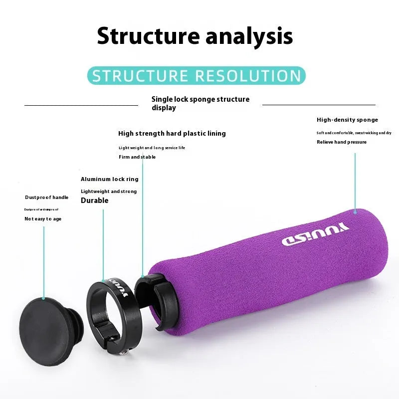 Pair of soft sponge mountain bike handlebar grip covers in chosen colour, weighing 41g.