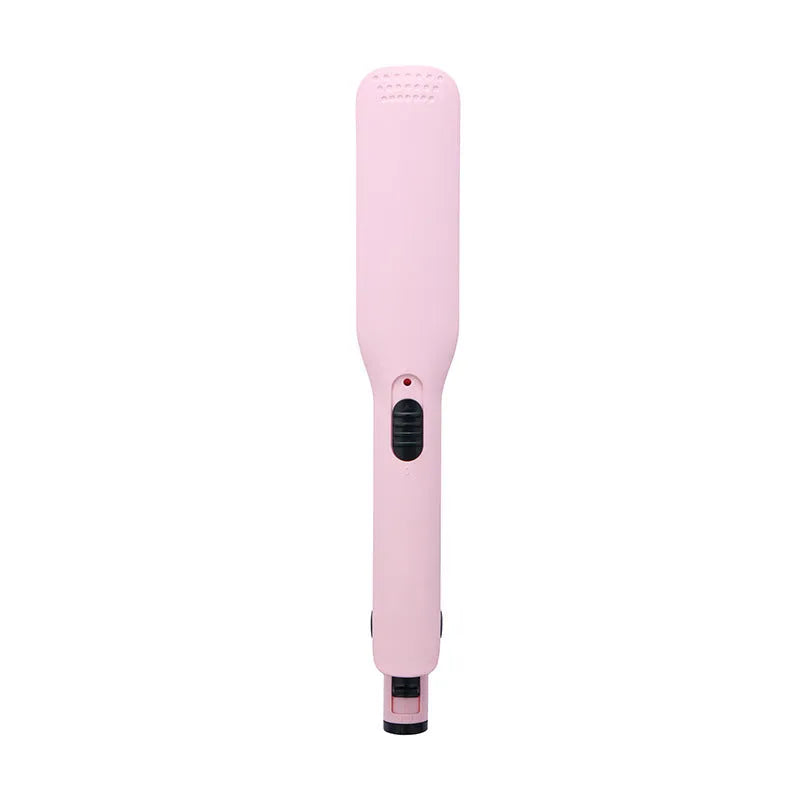 Black dual-use hair curler and straightener with 200°C PTC heating and LED display