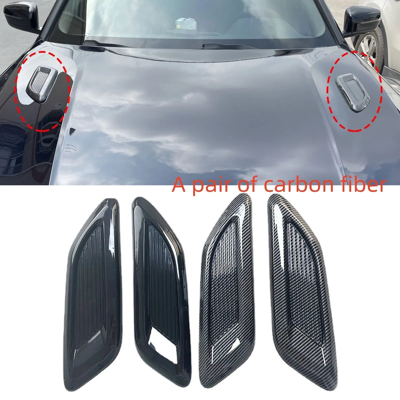 Car engine decorative cover and side air vent shroud kit in black or carbon fibre finish for Audi Volkswagen Mercedes BMW