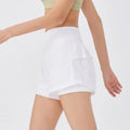 Women's loose fit quick-dry sports shorts in cotton blend fabric, shown in multiple colour options