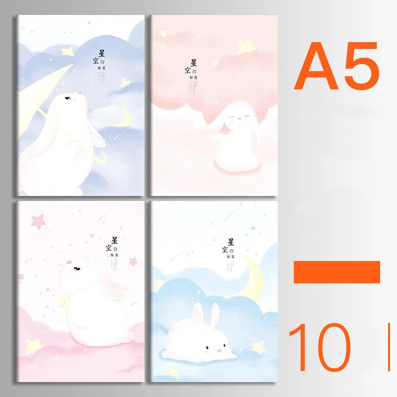 Ten soft cover thread-bound notebooks in A5 and B5 sizes with various designs