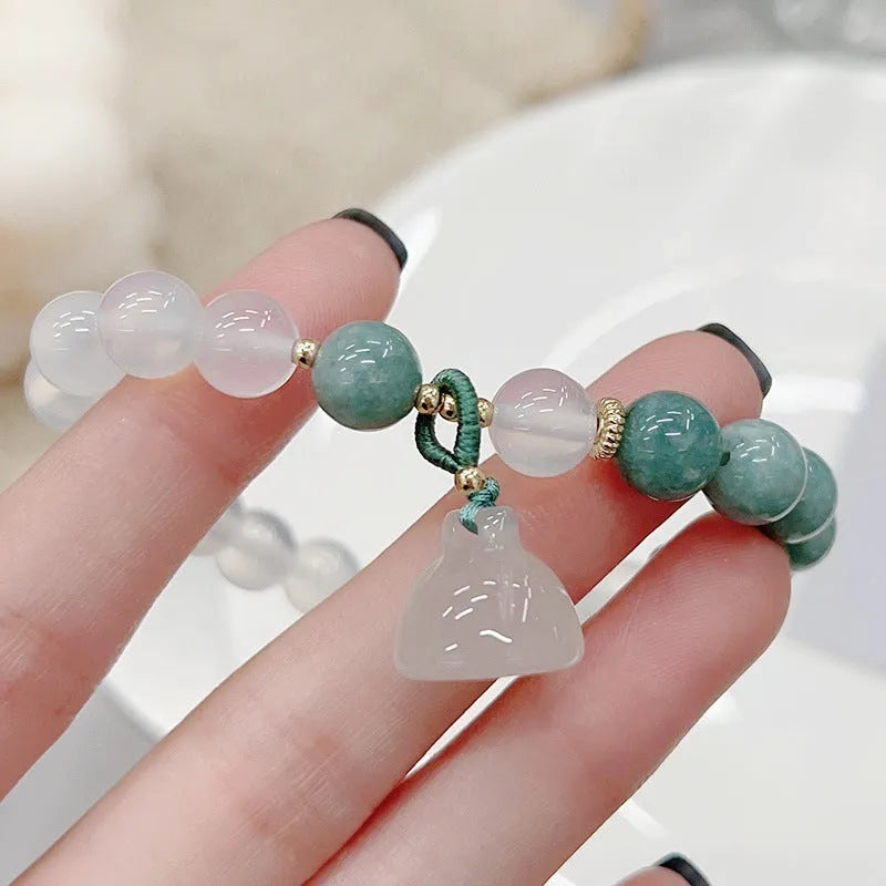 Women's retro Chinese style agate lotus seedpod bracelet with manual craftsmanship