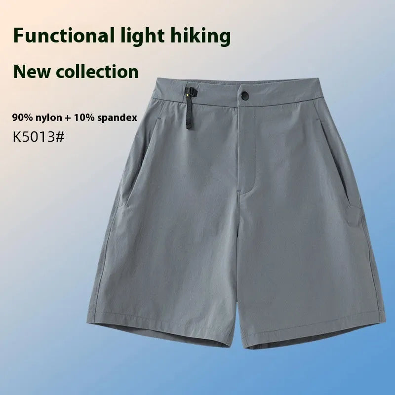 Men's Army Green quick-drying sports shorts with a 3D cut design on a neutral background.