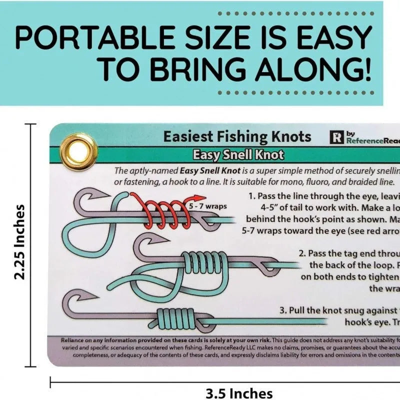 Set of five metal fishing knot diagram cards with clear knot illustrations
