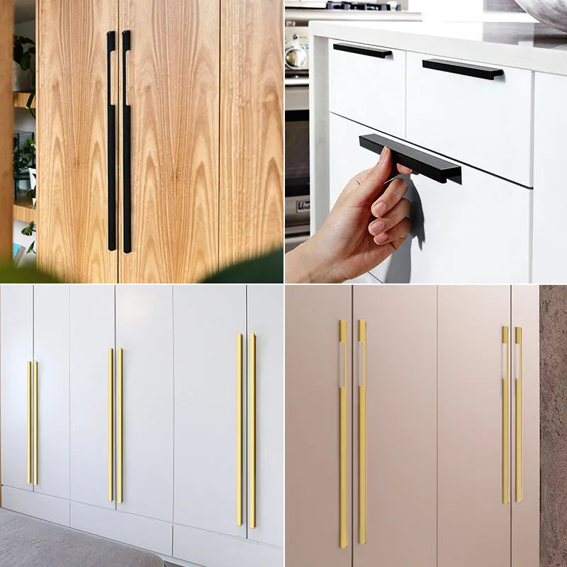 Modern gold T-shaped aluminium alloy single-hole cabinet handle
